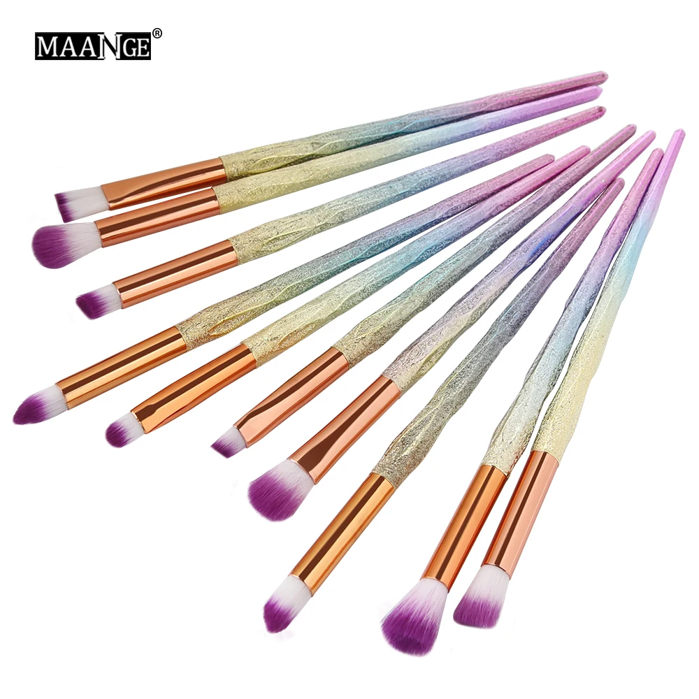 Pro 20/15/10 шт многоцветные мягкие косметический полный набор кистей Алмазная ручка глаз кисти для нанесения тонального крема набор для макияжа - Handle Color: Rainbow 10pcs