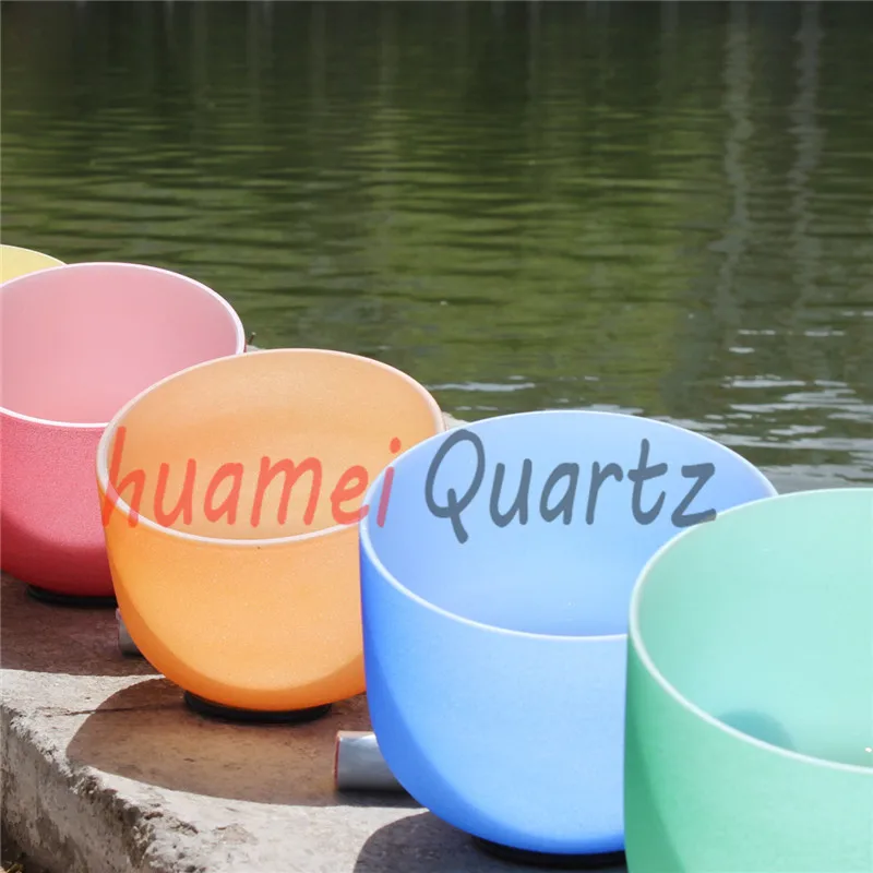 

Color-outside Chakra Set of 7pcs 8" -14" Frosted Quartz Crystal Singing Bowl