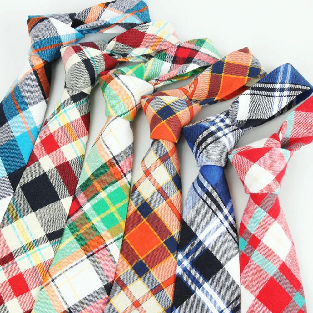 Men British Colorful font b Tartan b font Plaid Grids Checks 7cm Cotton Neckties Tie TSBWT0021