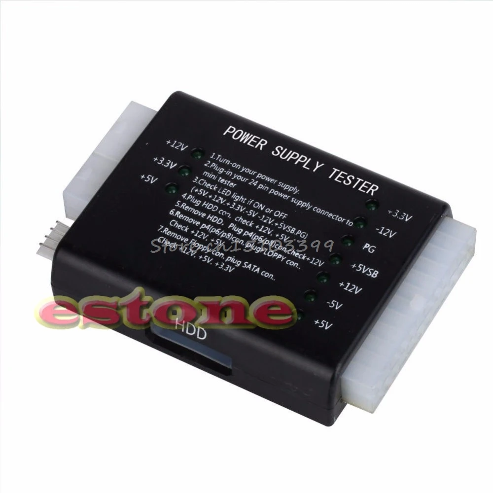 1 قطعة الأسود pc 20 24 دبوس atx psu sata hd امدادات الطاقة فاحص هبوط السفينة