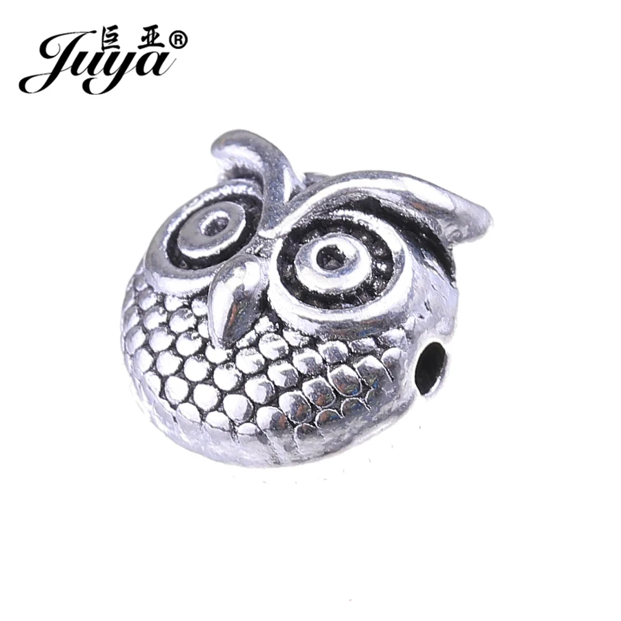 

JUYA Antique Silver Plated Owl Spacer Beads Loose Beads for Jewelry Making Bracelet Accessories Handmade Craft 11x11mm AQ0450