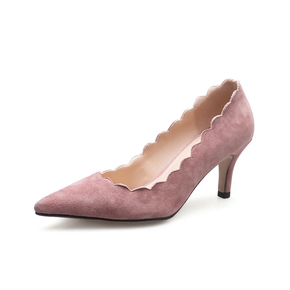 

2018 Spring Autumn Wavy Side Party Dress Thin High Heel Shallow Mouth Pointed Breathable Sexy Comfortable Fashion Female Pump