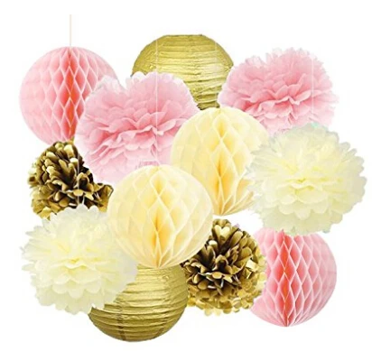12 шт. Разноцветные бумажные шарики в форме сот|tissue paper pom poms|paper pomstissue |