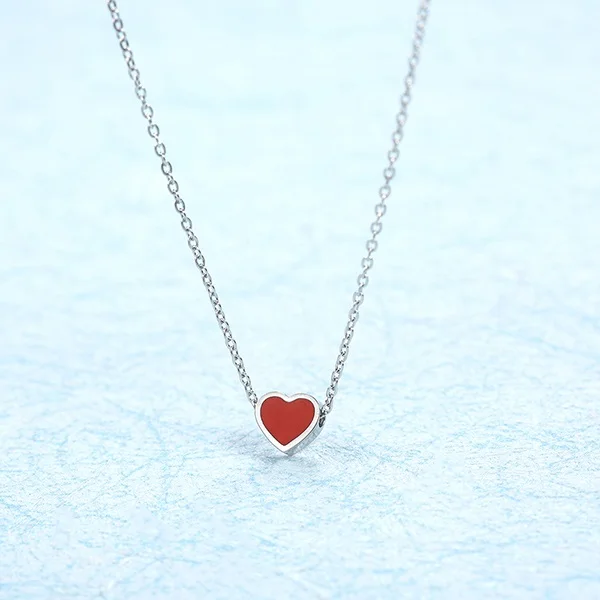 SHE WEIER ожерелье-чокер с серебряной цепочкой, ожерелье с подвеской в виде сердца, женское ожерелье, ожерелье из нержавеющей стали, аксессуары для ювелирных изделий - Окраска металла: red