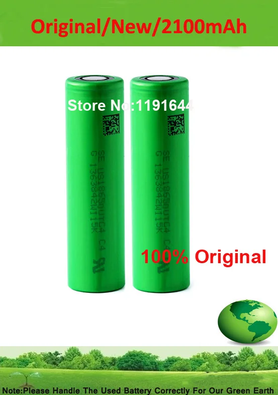 

Free shipping!! 100PCS/LOT 100% Original 3.6V 18650 US18650 VTC4 2100mAh Continuous 30A battery for sony