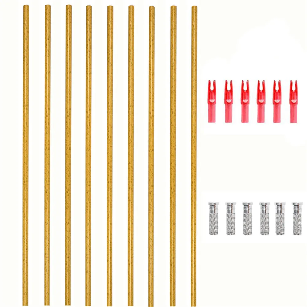

Archery Carbon Arrow Hunting Shafts 12Pack 400/500/600 Spine with Accessories 29/31Inch Wooden Design For Compound/Recurve Bows