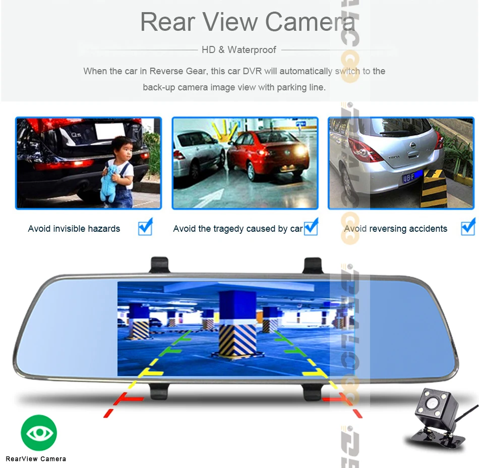 Dealcoo 3g 7 &quotCar Камера DVR Bluetooth Авто gps Двойной объектив Зеркало заднего вида видео