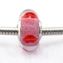 Подходит для Pandora шармы браслеты стерлингового серебра 925 пробы-ювелирные изделия целуются все круглые муранские стеклянные бусины