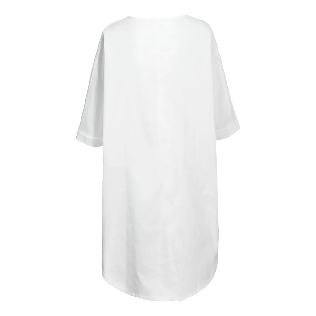 Белый топ, хлопковая льняная рубашка, Женская Повседневная Свободная блузка, одноцветная рубашка с длинным рукавом, топ, Blusas размера плюс, женская одежда, кимоно
