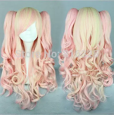 D &amp M32056&gt Новая Мода Красивая Парик Лолита Готическая Розовый Косплей Ponytails 385A |