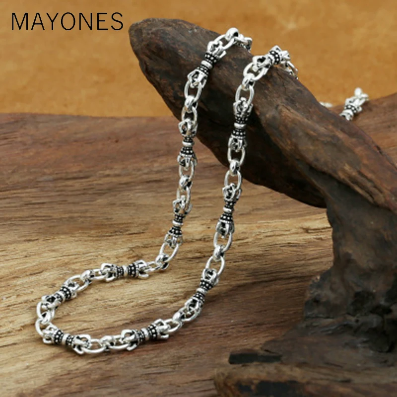 

5mm Width Vajra Chain Necklaces 925 Silver 5mm 45cm to 80cm Original S925 Thai Silver Women Men Necklace free shipping