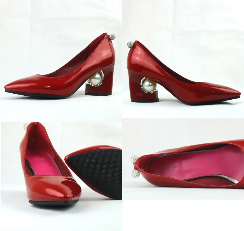 Новинка; Лидер продаж; женские туфли-лодочки; цвет красный, серебристый, абрикосовый, черный; женская модная офисная обувь; обувь на среднем каблуке; большие размеры 12, 31, 48; EY26s