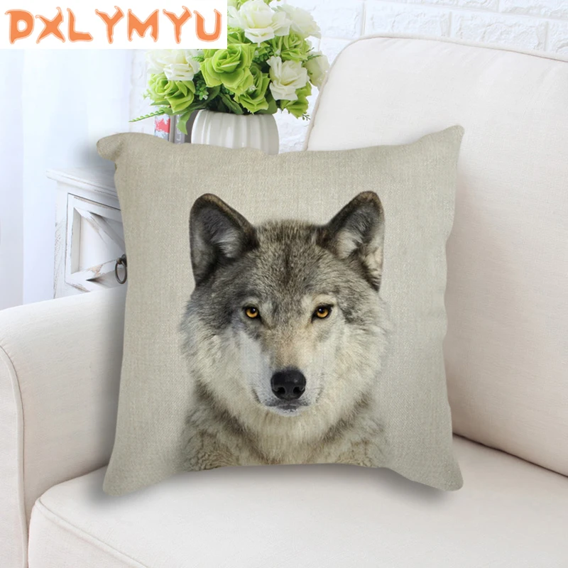 

Animal Decorative Cushion Cover Elephant Wolf Leopard Deer Monkey Bison Printed Pillowcase Sofa Decoration Pillow Case Cover