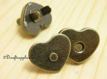 

Magnetic Snaps bag button purse Magnetic Snaps button 20pcs Heart anti brass F21