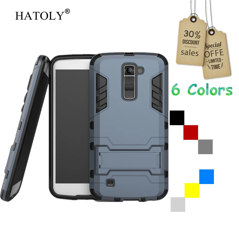 

Case For LG K10 M2 K420N K430 K430ds Slim Hard Back Phone Case Robot Armor Protector Hybrid Rugged Rubber Stand Cover Coque