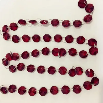 

Red 14mm 100 Meters Glass Crystal Octagon Beads Chain Crystal Curtain Beads For Festival Site Layout Hot Sales