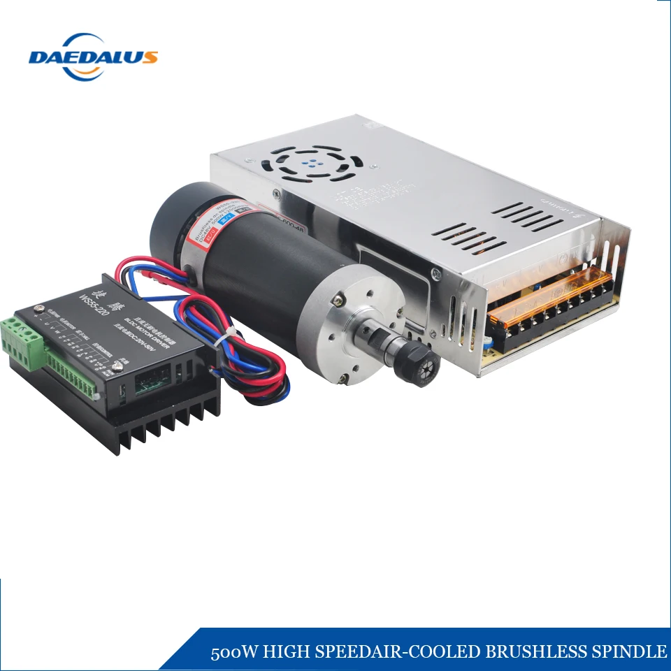 

Daedalus Hight Speed 500W Brushless ER11 Spindle Motor Air Cooled DC Machine Tool Spindle Router Motor for Fixture CNC Spindle M