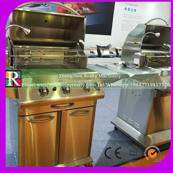 

hot sale factory promotions high quality commercial double gas port number grill barbecue with wheel