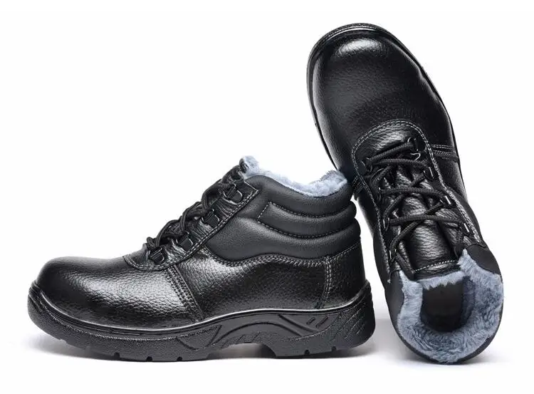 Новые модные мужские большие размеры рабочая обувь со стальным носком туфли из хлопка зимние теплые плюшевые зимние меховые ботильоны безопасная Обувь Защитить Обувь