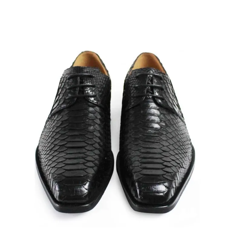 Cuero Zapatos Serpiente Black Para Genuino Retro Original Mano Boda De A Moda Hombre Lujo Hecho Diseño Vintage Piel Vikeduo Derby wZHXfTOnqH