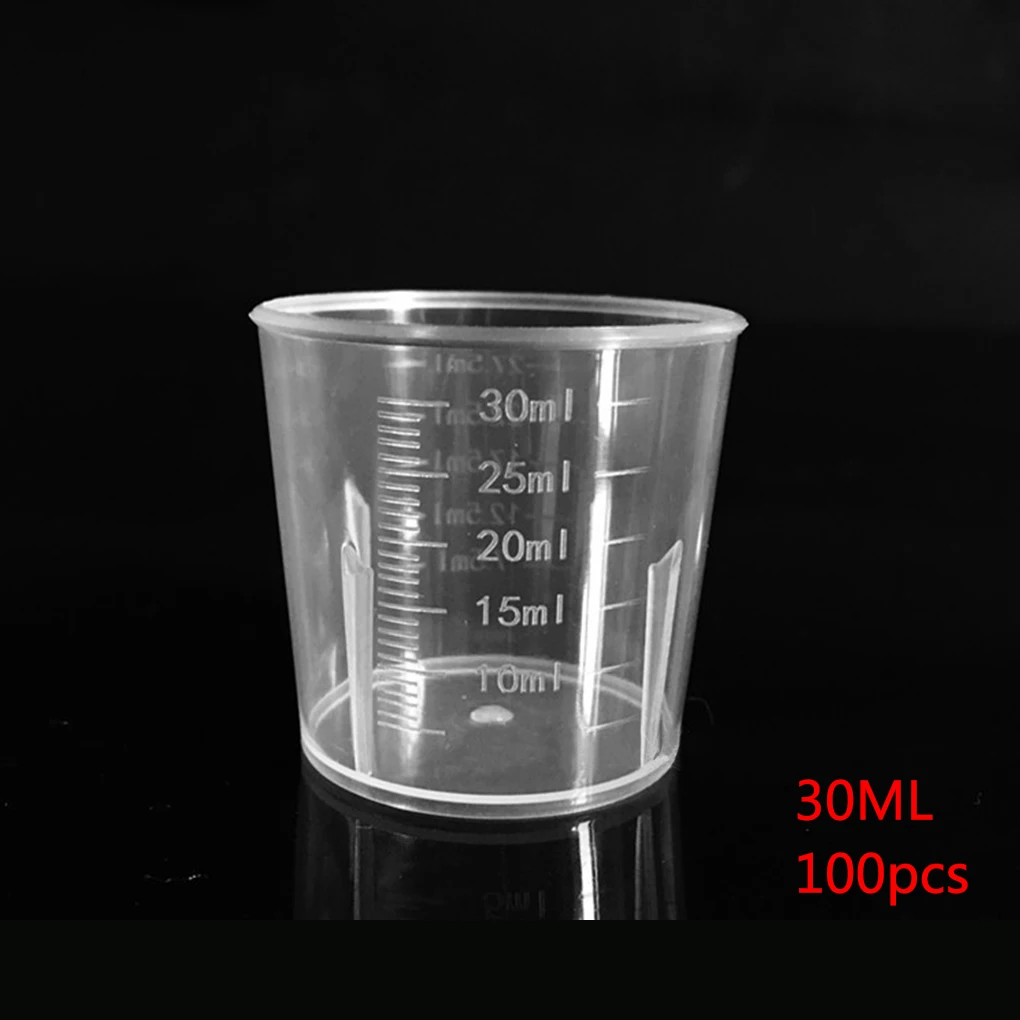 

100pcs 30ml Plastic Transparent Measuring Cup with Scales for Laboratory Kitchen