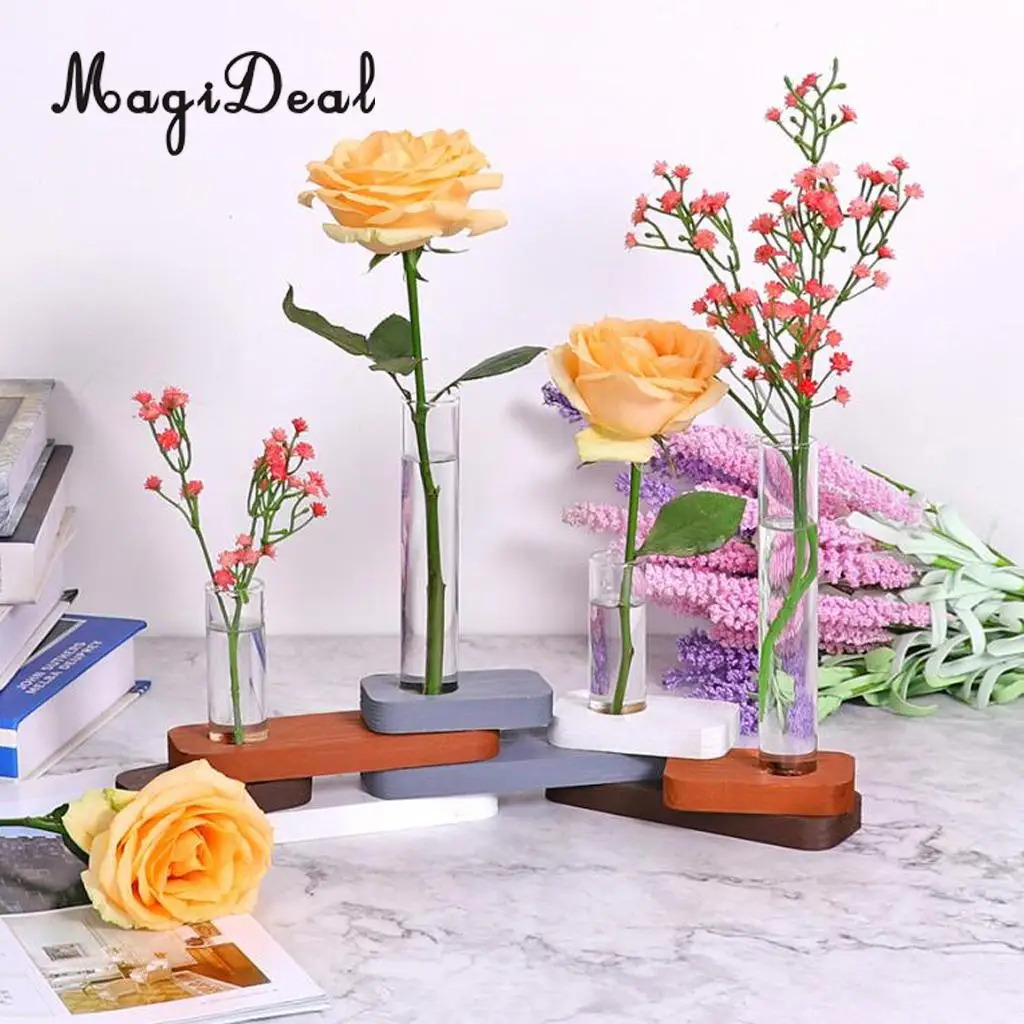 Transparent Glass Test Tubes Flower Vase Hydroponic Pots For Air