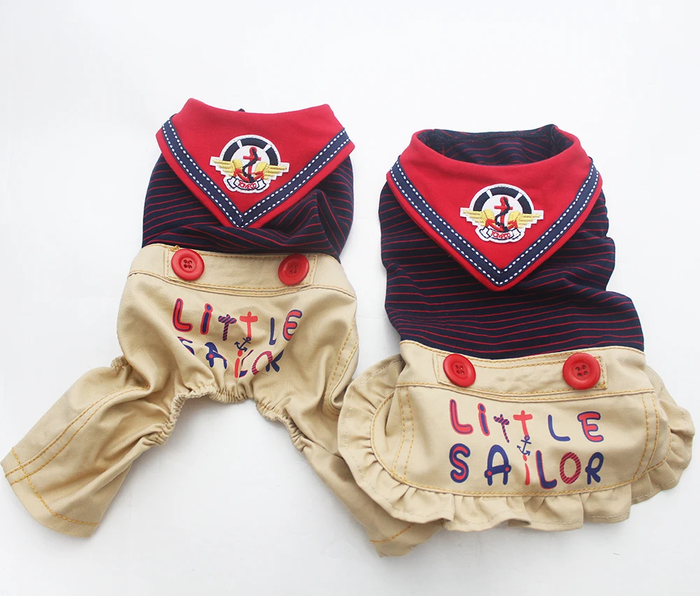 

Boy/Girl Dog Pet Jumpsuit Dress Cat Puppy Shirt Pants Little Sailor clothes Clothes 5 Sizes