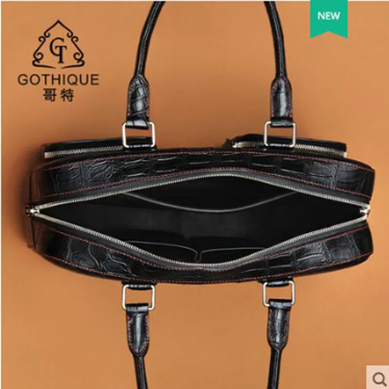 gete Crocodile leather handbag for men business briefcase Nile alligator belly artisanal men's bag large capacity multi-pocket