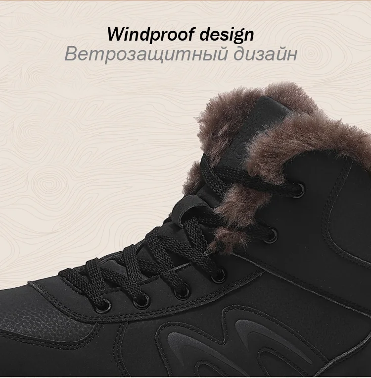 Мужские зимние ботинки дизайнерские Брендовые мужские ботильоны очень теплая водонепроницаемая обувь на меху, нескользящая уличная походная обувь рабочие ботинки на шнуровке
