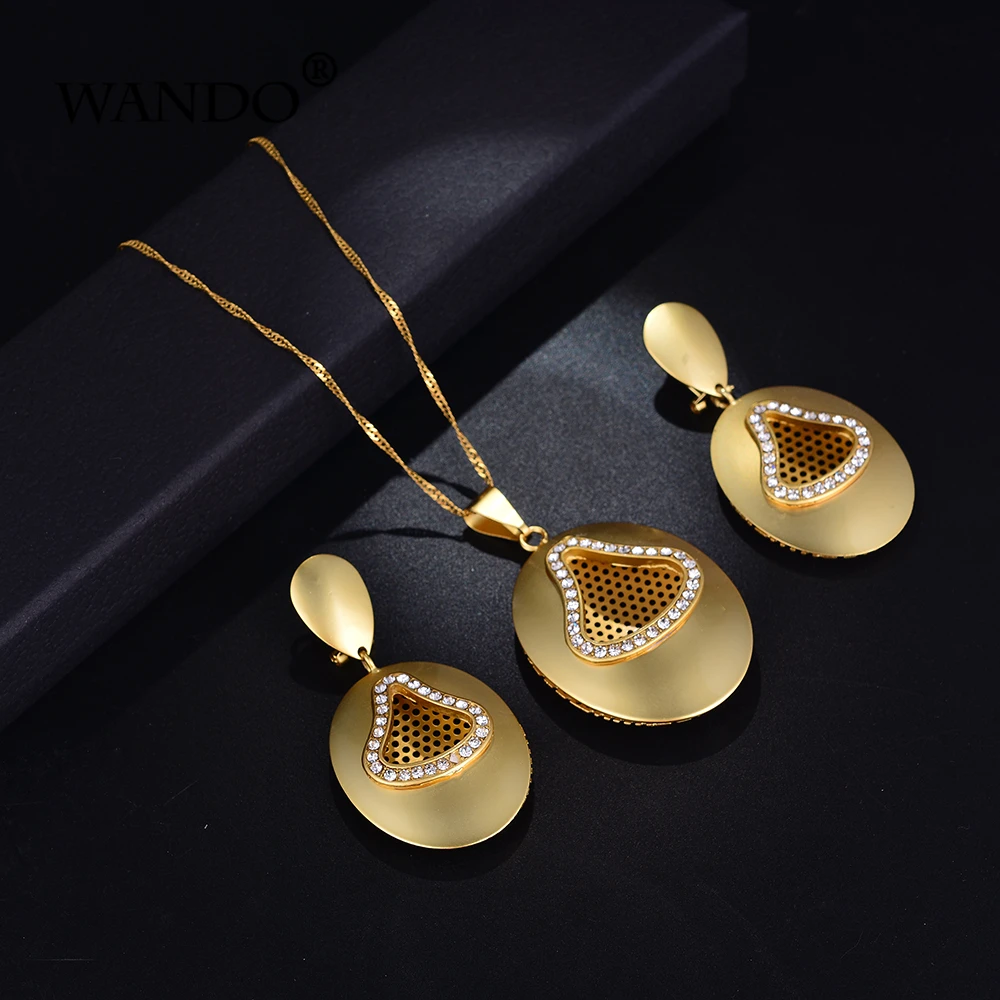 

WANDO Dubai Gold Ethiopian Necklace Earrings African Sets Gold Jewellery For Israel Sudan Arab Middle East Women s121