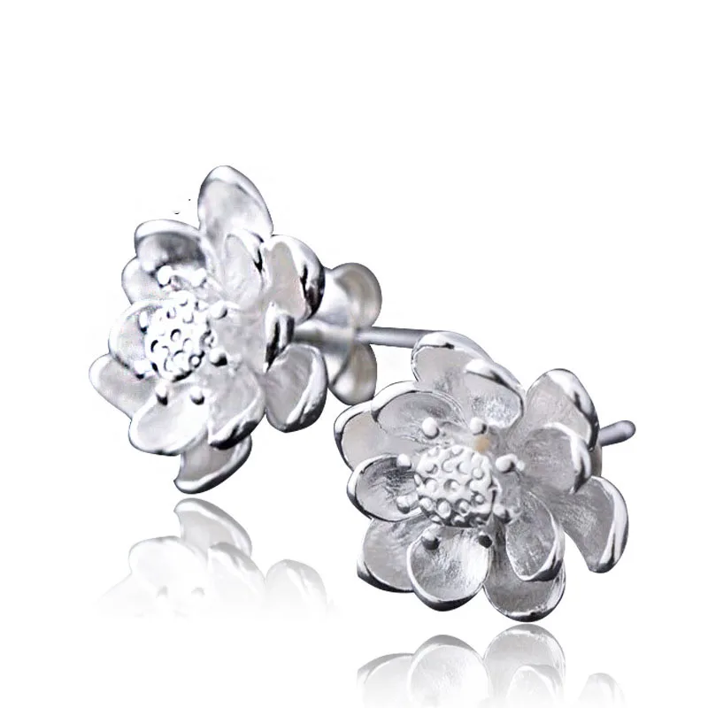 

Elegant Women 925 Sterling Silver Stud Earrings High Quality Cubic Zircon Flower Design Earrings Jewelry Wholesale