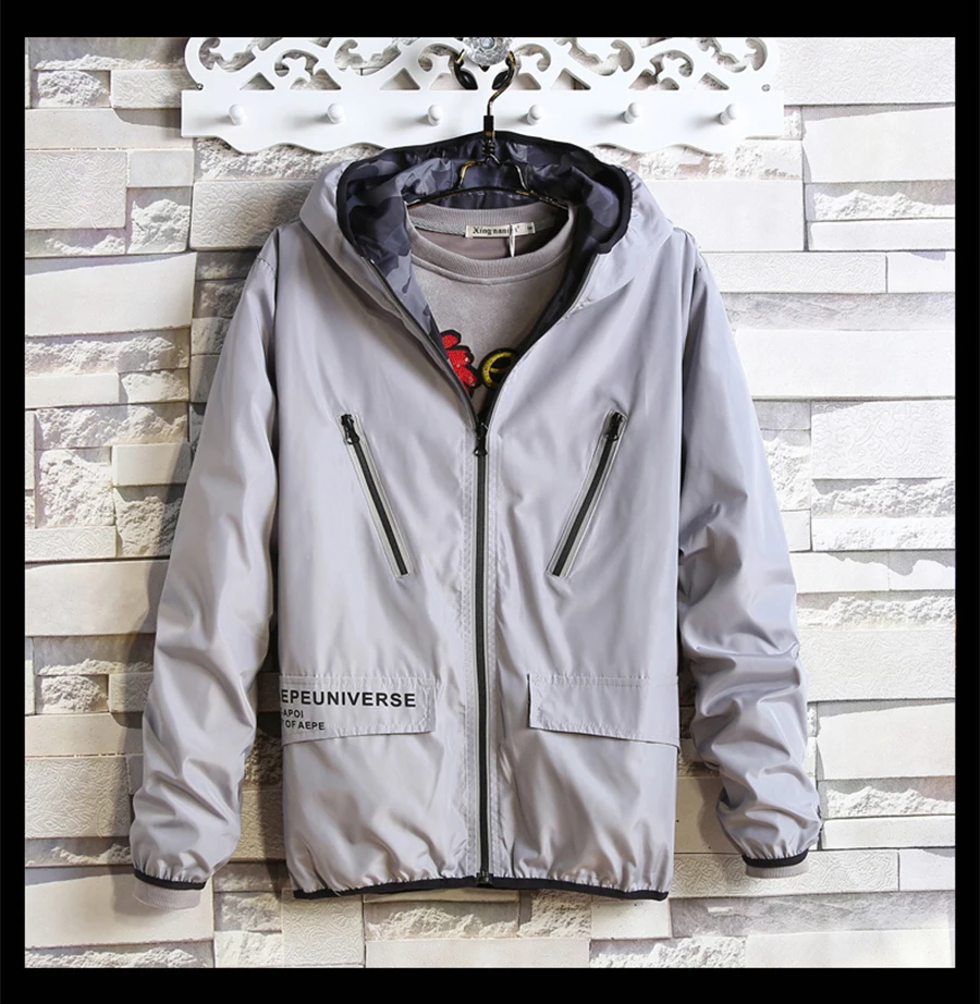 Streetwear Mens Jacket Color Zipper Casual   (10)