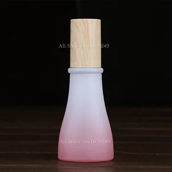 

40ml 40g Pink Cosmetics bottle jar/glass Wood cover Frosted glass makeup packing box / Emulsion Cream Bottle 50pcs/lot