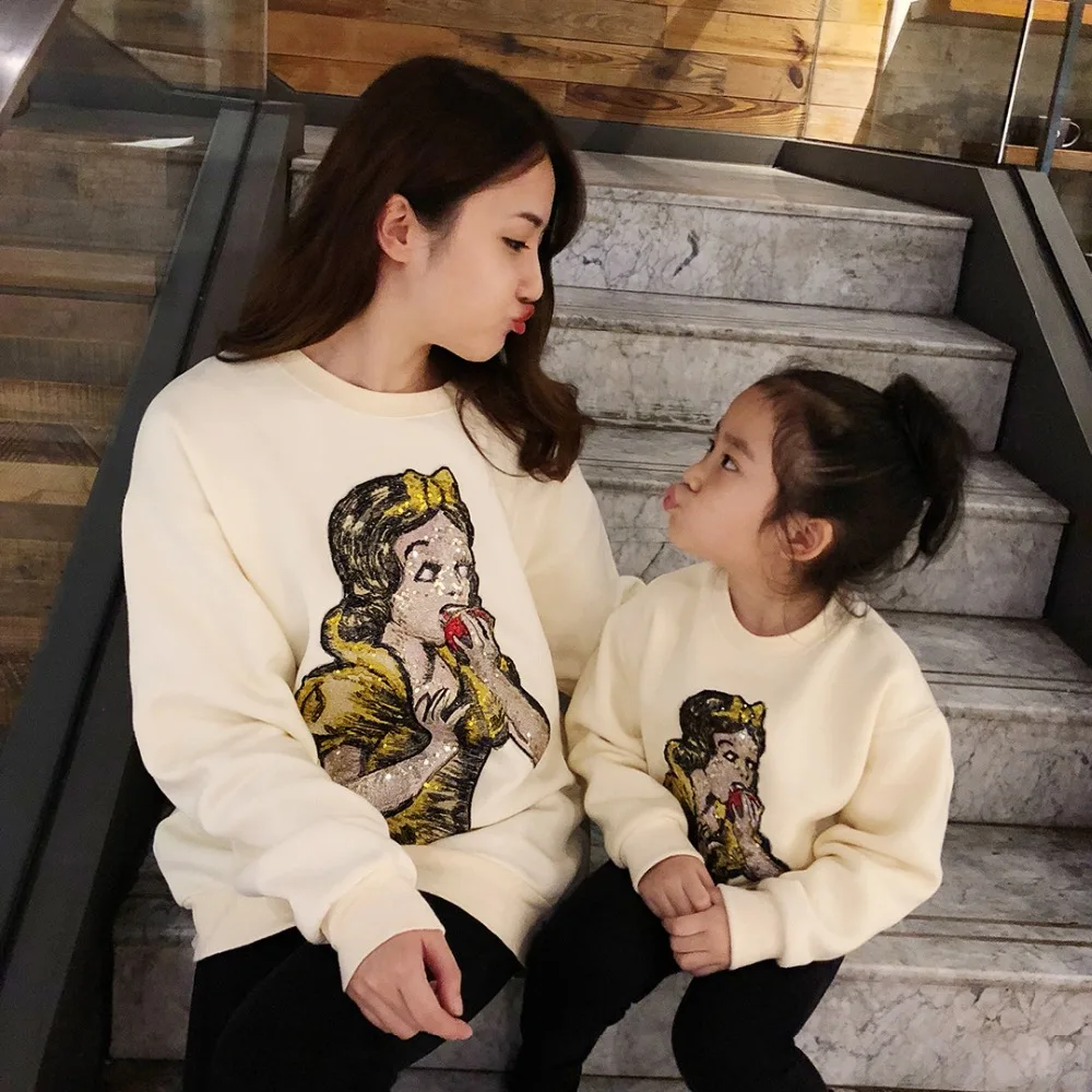 

Girls boy long sleeve sweatshirt christmas family matching Sequins pattern mother daughter matching sweatshirtsleeve
