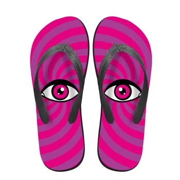 

Noisydesigns Female flip flops 3D Eyes Printed sandals Comfortable loafers Modish outdoor Toe Slippers Anti-slip women Flat