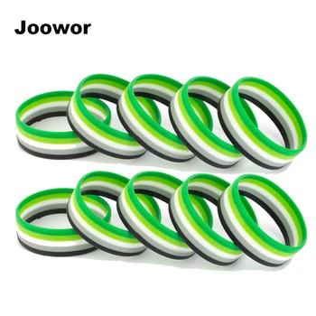 

Aromantic Pride Rainbow Pansexual Asexual Silicone Bracelets Pride LGBT Rubber Bangle for Women Men 100pcs SLP-0009