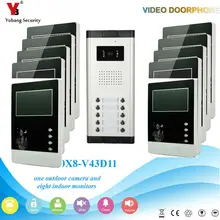Yobang безопасности 4,3 дюймов ЖК-монитор мульти квартира двухканальная домофон безопасности видео и аудио чат телефон двери дверной звонок Система