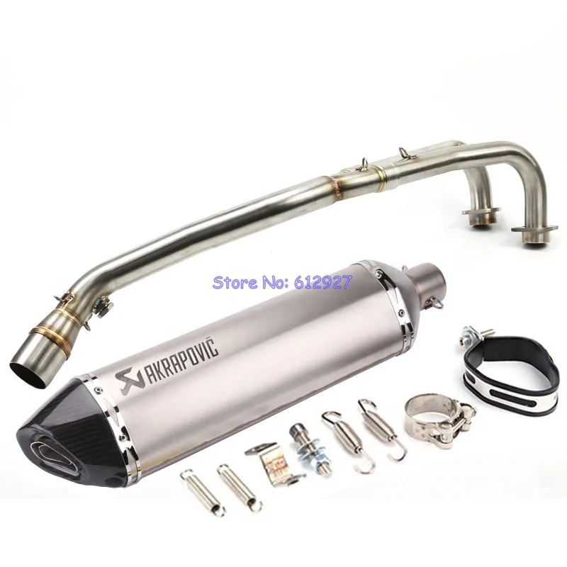 Kopen Motorfiets TMAX530 TMAX500 Uitlaat Conenct Midden Pijp en Akrapovic Uitlaat Volledige Systeem Voor TMAX 500 530 Slip Op (2008 2016)