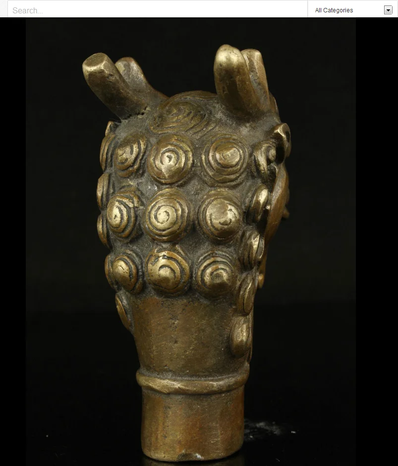 

SHUN Handwork Carving Bronze Fierce Dragon Statue Cane Walking Stick Amulet