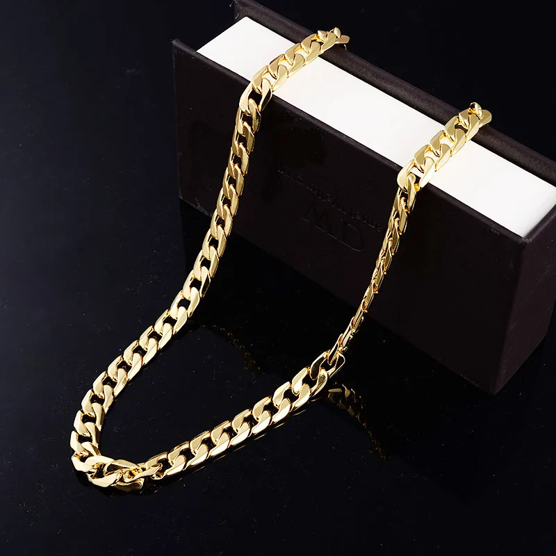 10 мм цепочка золотого цвета звено ожерелье для мужчин 24 дюймов хип-хоп/Рок чокер мужское ожерелье аксессуары модные мужские панк готические ювелирные изделия