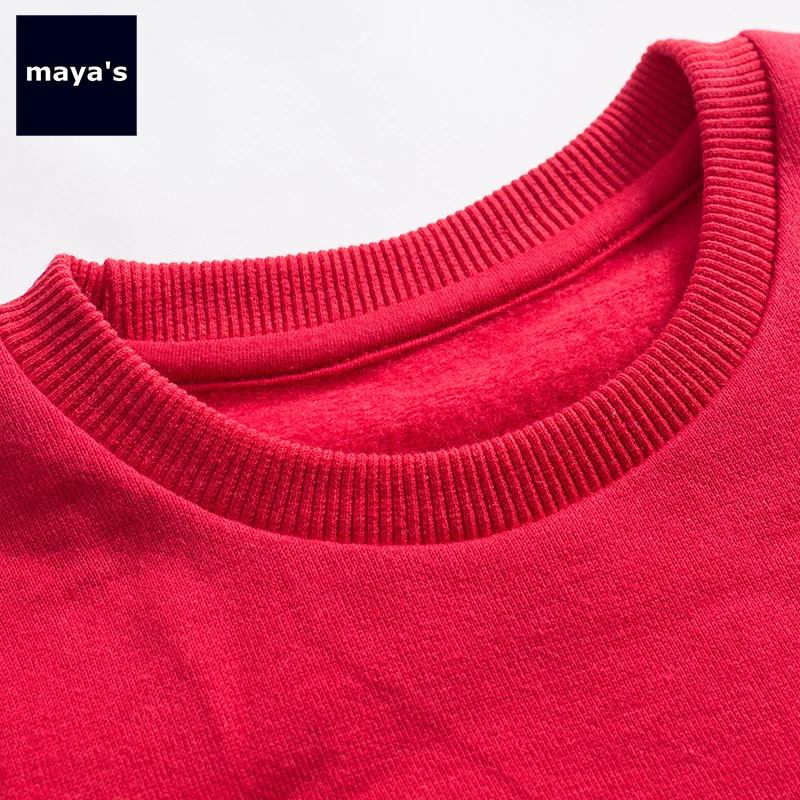 Mayas/модные детские весенние свитшоты в полоску новые мягкие красные рубашки