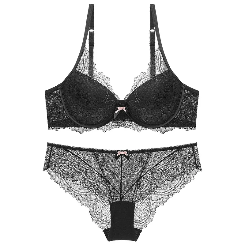 iiiher Sexy Lace Bra Sets Lingeries Women Push Up Underwire Underwear Bra Set Adjusted straps