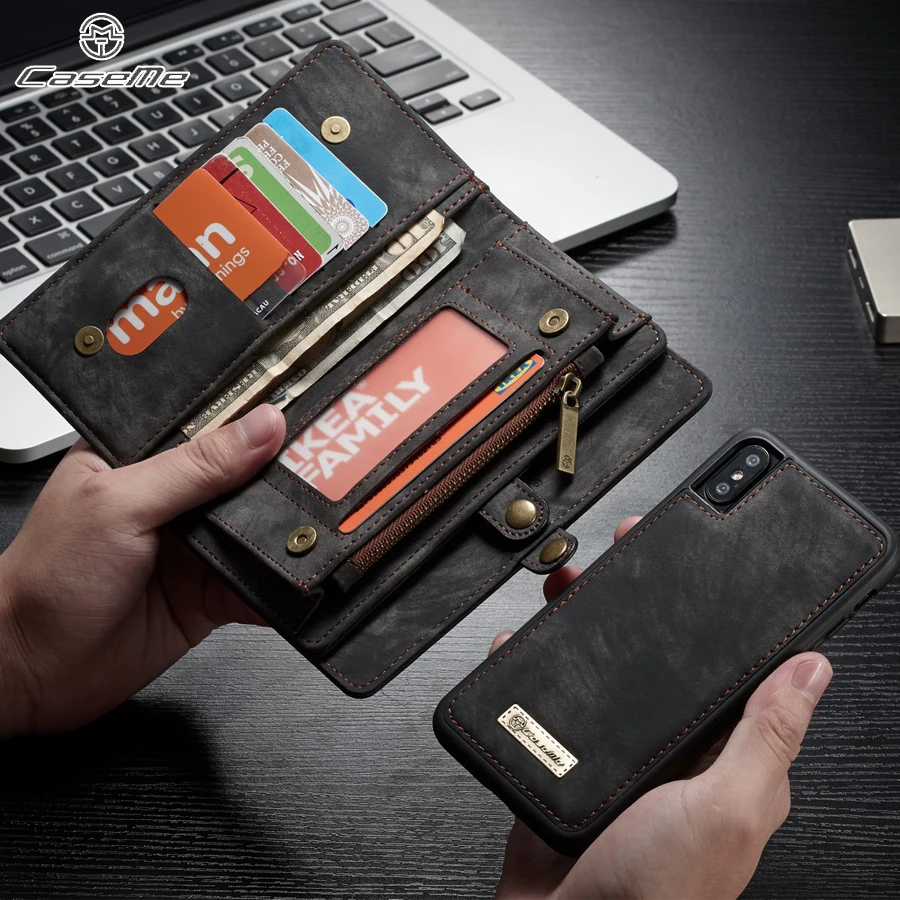 

Original Phone Case on for iPhone X XS XR XS Max case Multi-functional Wallet Leather Magnet back cover for iphone 6 6s 7 8 plus
