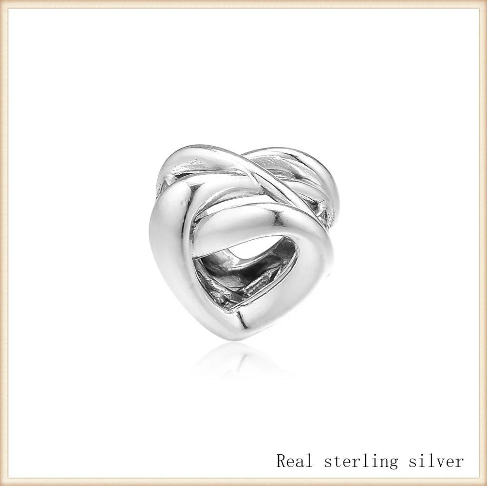 

Beads 100% 925 Sterling Silver Knotted Heart Charm Beads Fit Pandora Bracelets for Jewelry Making YL964