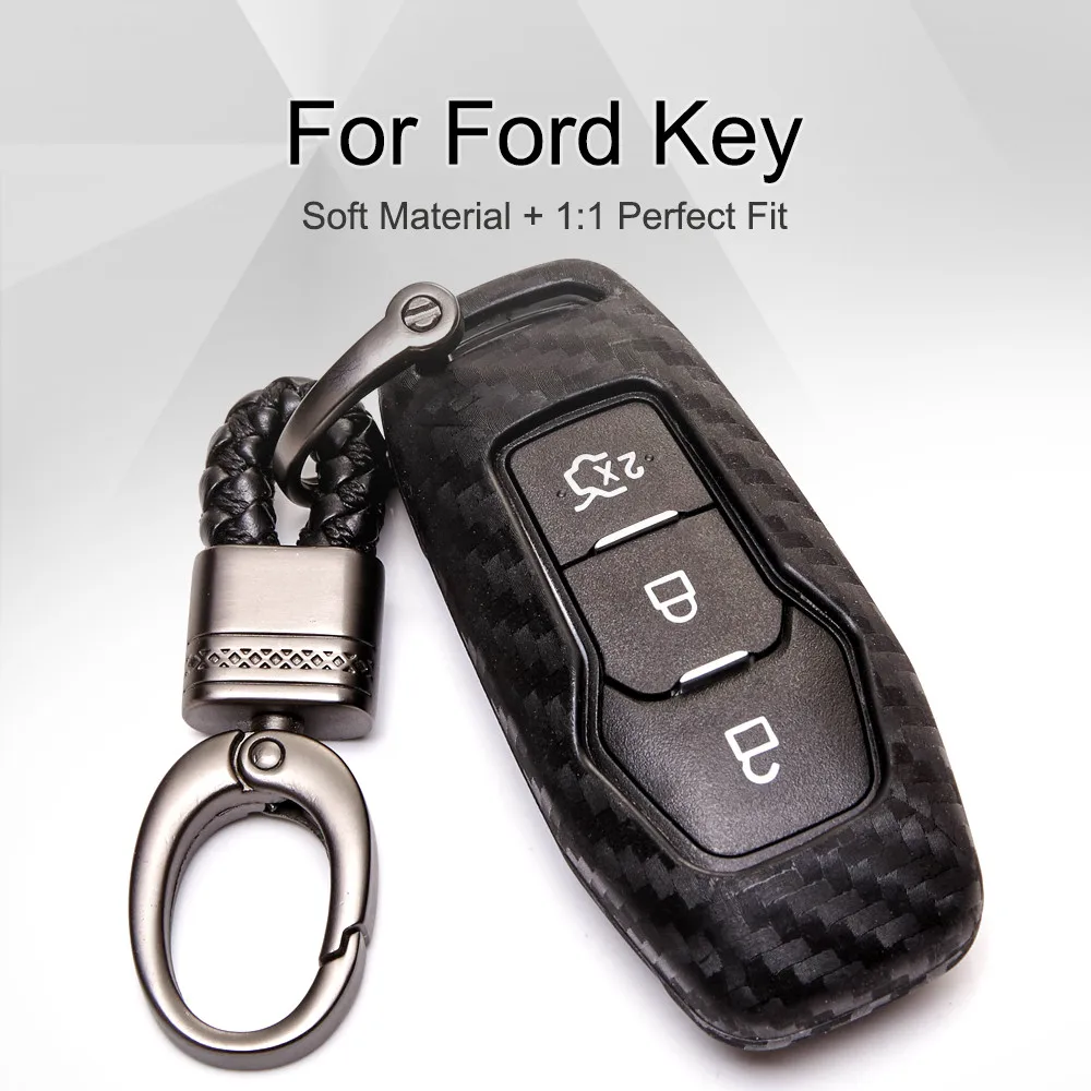 

KUKAKEY Car Key Case Cover For Ford Edge Engine Mustang Mondeo Fiesta Focus 3 MK3 Smart Keychain Auto Accessories