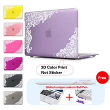 Encaje floral inserto púrpura accesorios de ordenador portátil de impresión cubierta para macbook pro 13 Caso Pro 13 15 Retina Piel Del Ordenador Portátil de 13.3 Pulgadas de la Tableta