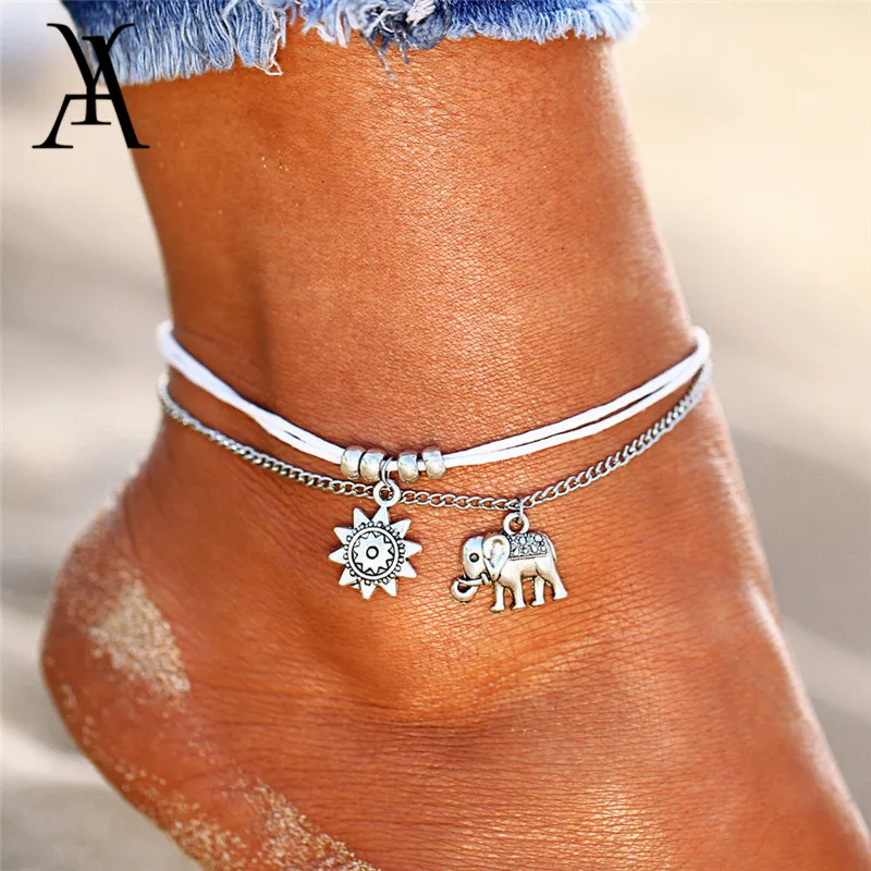 Vintage Multiple Layers Anklets For Women Retro Elephant Sun Pendant Foot Jewelry Barefoot Sandals Ankle Bracelet on the Leg New Vintage Multiple Layers Anklets For Women Retro Elephant Sun Pendant Foot Jewelry Barefoot Sandals Ankle Bracelet on the Leg New