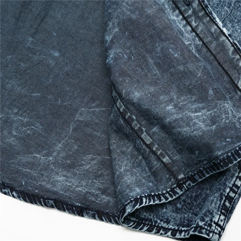 2018 New Summer Men's Denim Shirts Fashion Vintage Casual Men Cotton Short Sleeve Shirt Jeans Tops Camisa Masculina S-XXL (19)