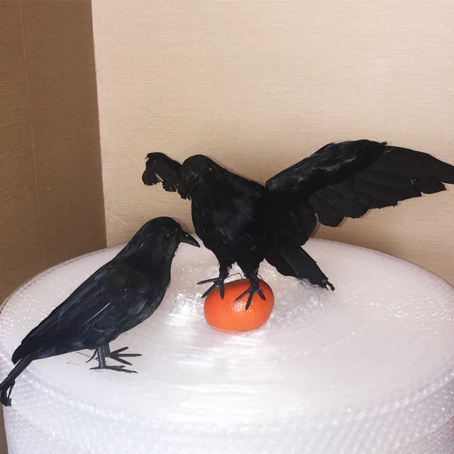 halloween black feather crow for indoor and outdoor halloween decoration