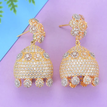 

23*44mm Luxury Wedding Jewelry Earrings Flower Pierced Dangle Earrings For Women statement aretes de mujer modernos